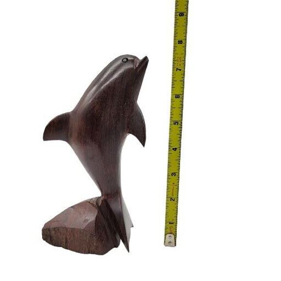 DOLPHIN Hand Carved Ironwood Small Standing Dolphin Figurine 8" - Picture 5 of 5